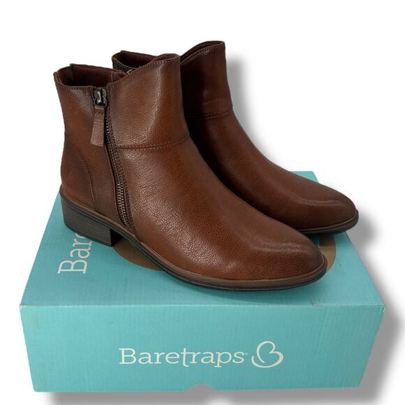 NEW Baretraps Booties Size 8.5 Brown Ankle Boot Alona Burnished Low Riding Moto - Picture 1 of 10